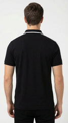 Lacoste Men’s Jet Black Sport Polo with White Shoulder Taping