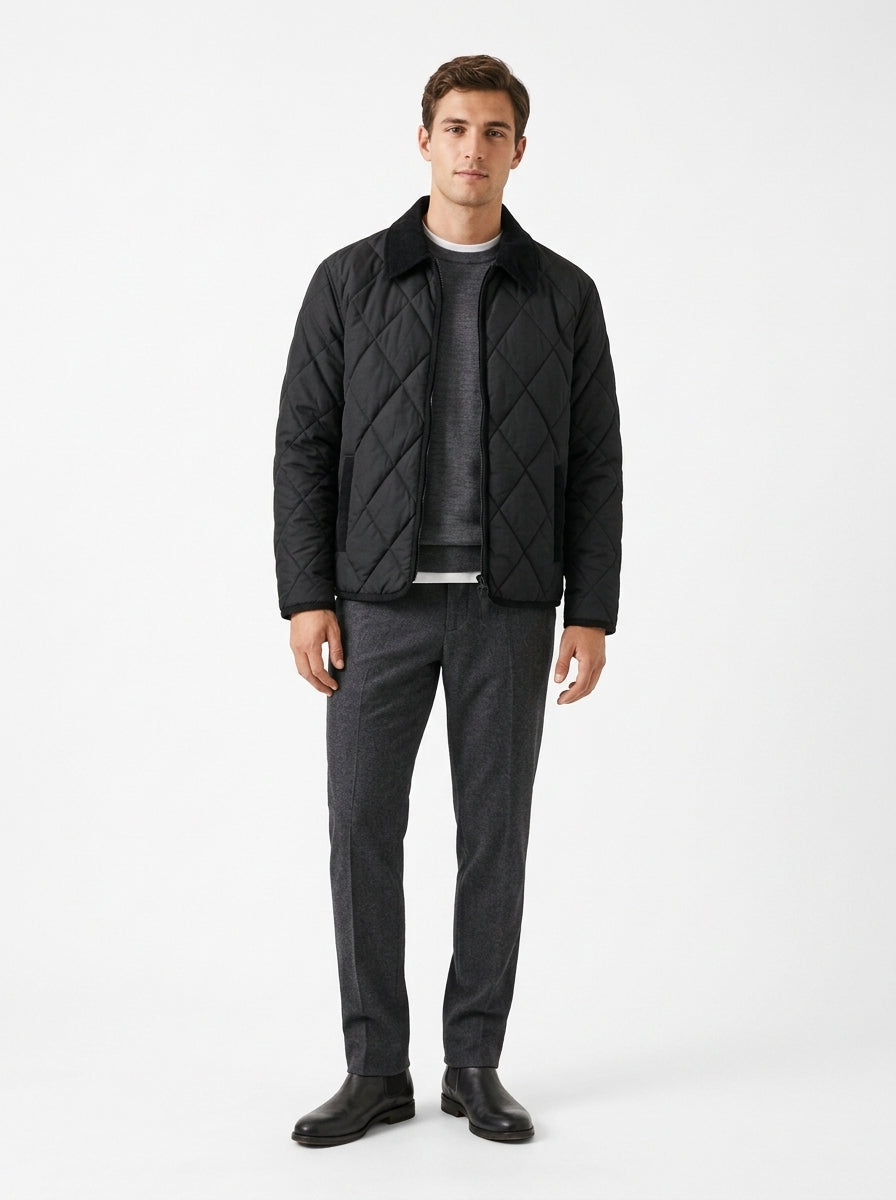 QUILTED JACKET WITH DIAMOND QUILTED JACKET