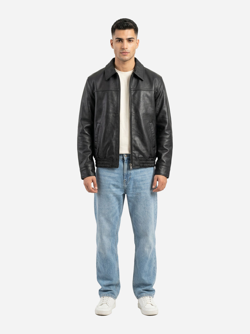LEATHER EFFECT BOMBER JACKET
