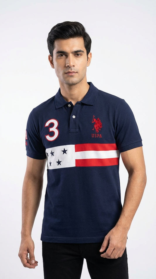 USPA Heritage Flag Edition: Navy Blue Cotton Polo