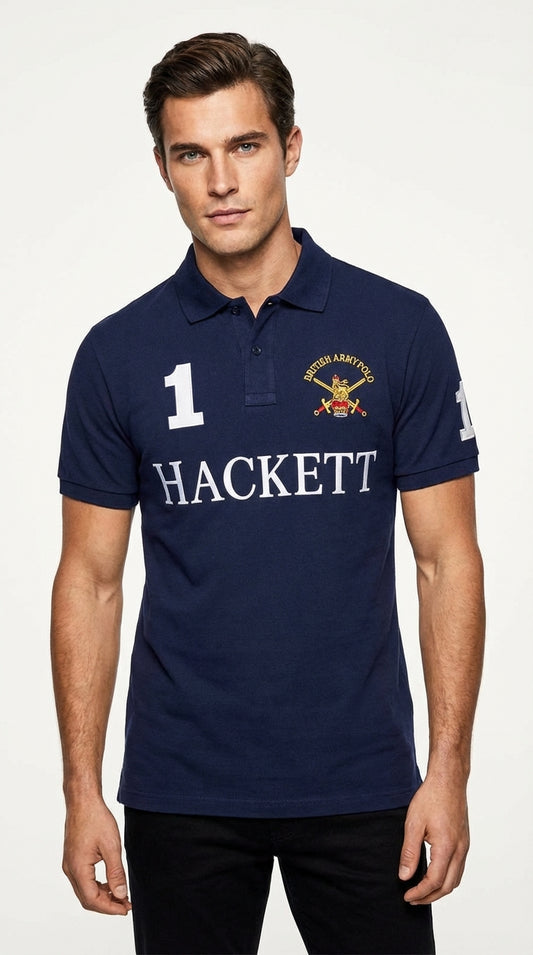 Hackett London Midnight Navy British Army Polo with Bold Chest Branding