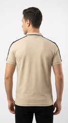 Lacoste Men’s Sahara Beige Sport Polo with Navy Contrast Taping