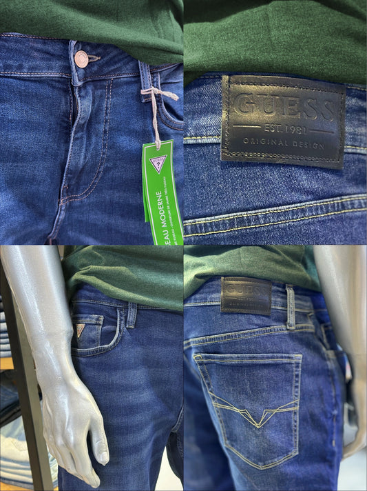 5-Pocket Style Faded Dark Blue Jeans