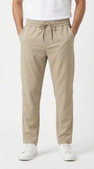 Pure Cotton Easy-Wear Tapered Trouser - Stone Beige
