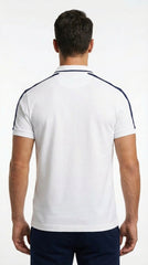 Lacoste Men’s Optic White Sport Polo with Navy Racing Taping