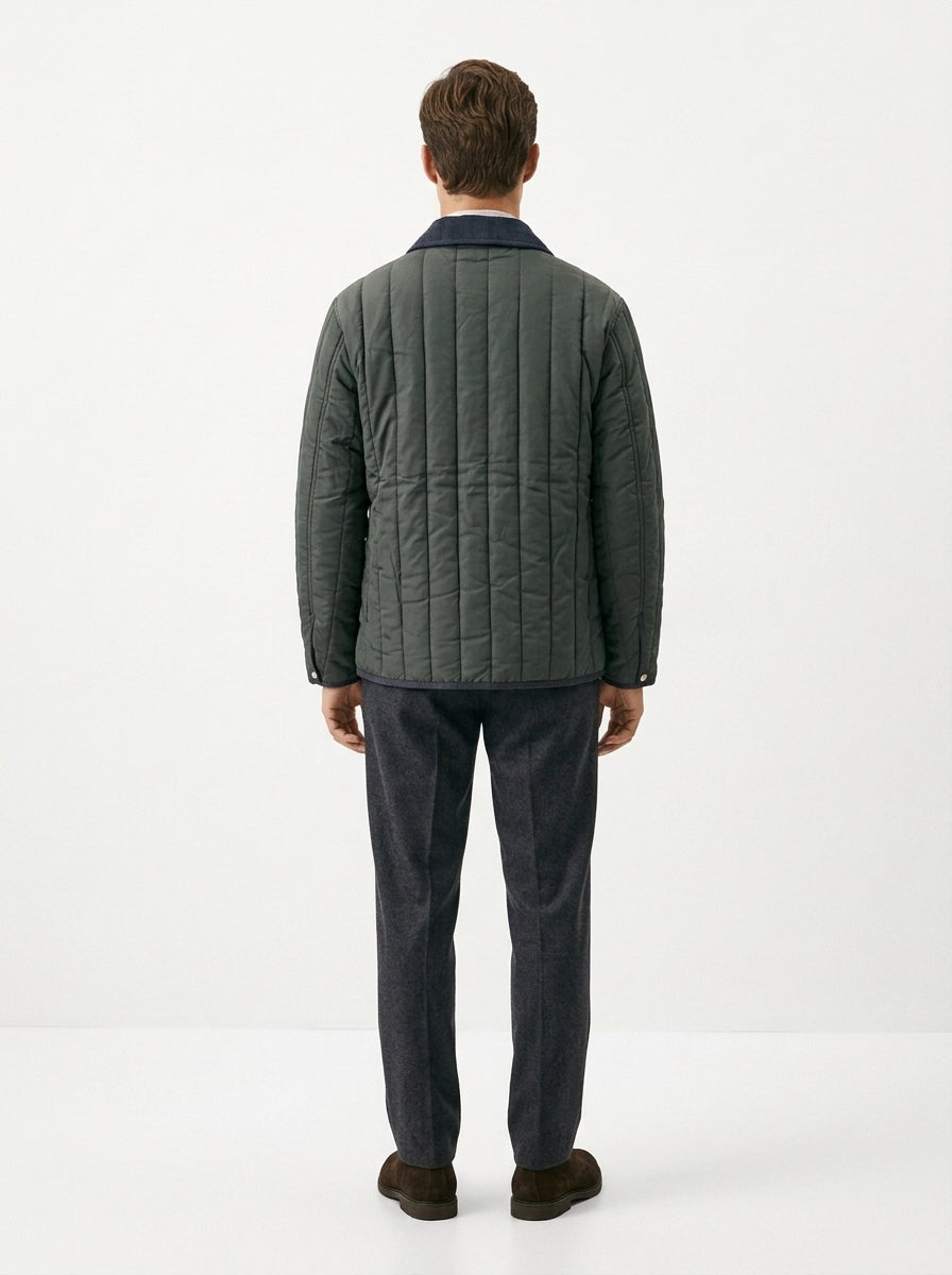 QUILTED JACKET WITH CONTRAST CORDUROY COLLAR