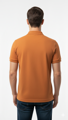 Lacoste Burnt Orange Cotton Polo with Navy Contrast Panels