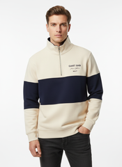 Gant Color Block Half-Zip Sweatshirt Beige/Navy