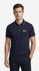 BOSS Contrast-Placket Luxury Polo