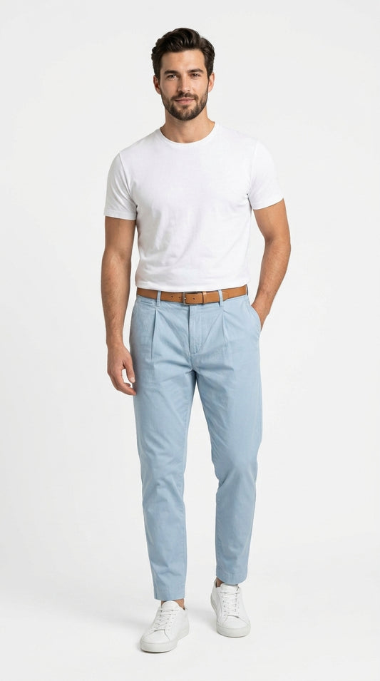 Premium Cotton Essential Chinos – Sky Blue