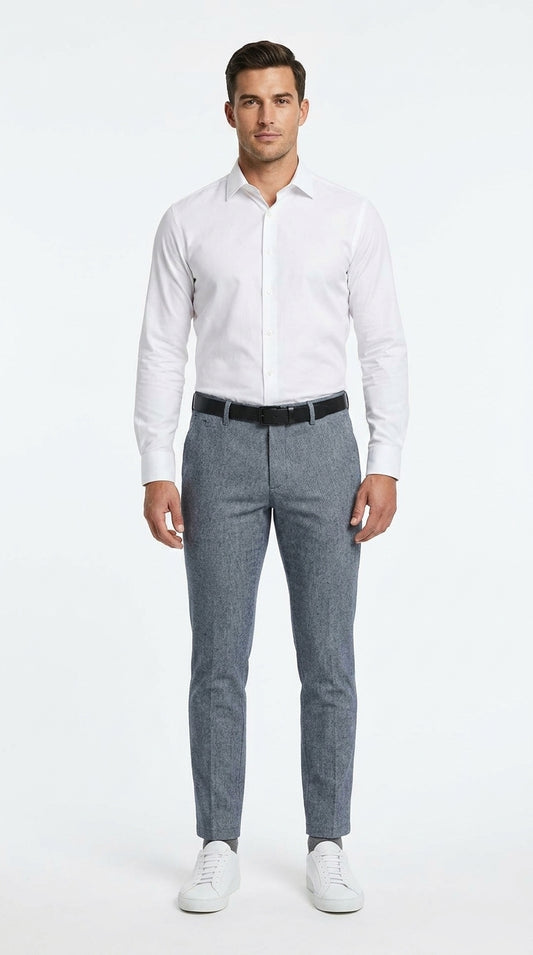Premium Cotton Essential Chinos – Heathered Blue