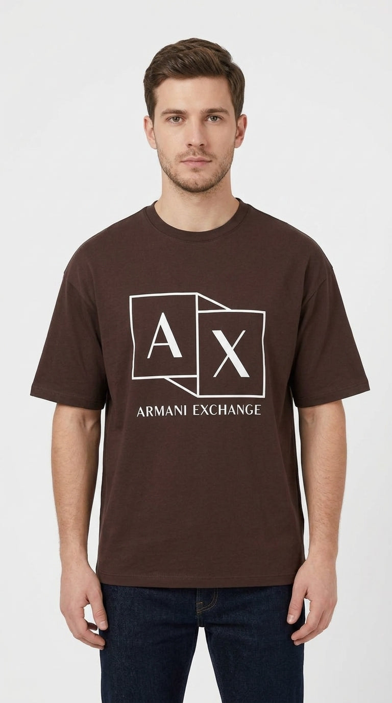 Armani Exchange | Logo Graphic T-Shirt in Coffee Brown