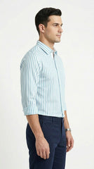 Sky Blue & White Striped River Island Casual Shirt