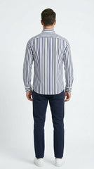 Navy & White Striped River Island Casual Shirt