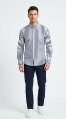 Navy & White Striped River Island Casual Shirt