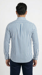 Azure Blue & White Striped River Island Casual Shirt