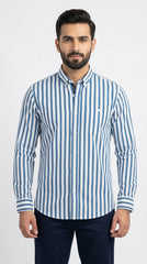 Azure Blue & White Striped River Island Casual Shirt