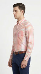 Peach & White Striped River Island Casual Shirt