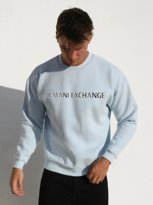 Men Embroidery Logo Light Blue Sweatshirt