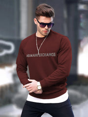 Men Embroidery Logo Maroon Sweatshirt