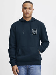 Men Embroidery Logo Navy Blue Hoodie