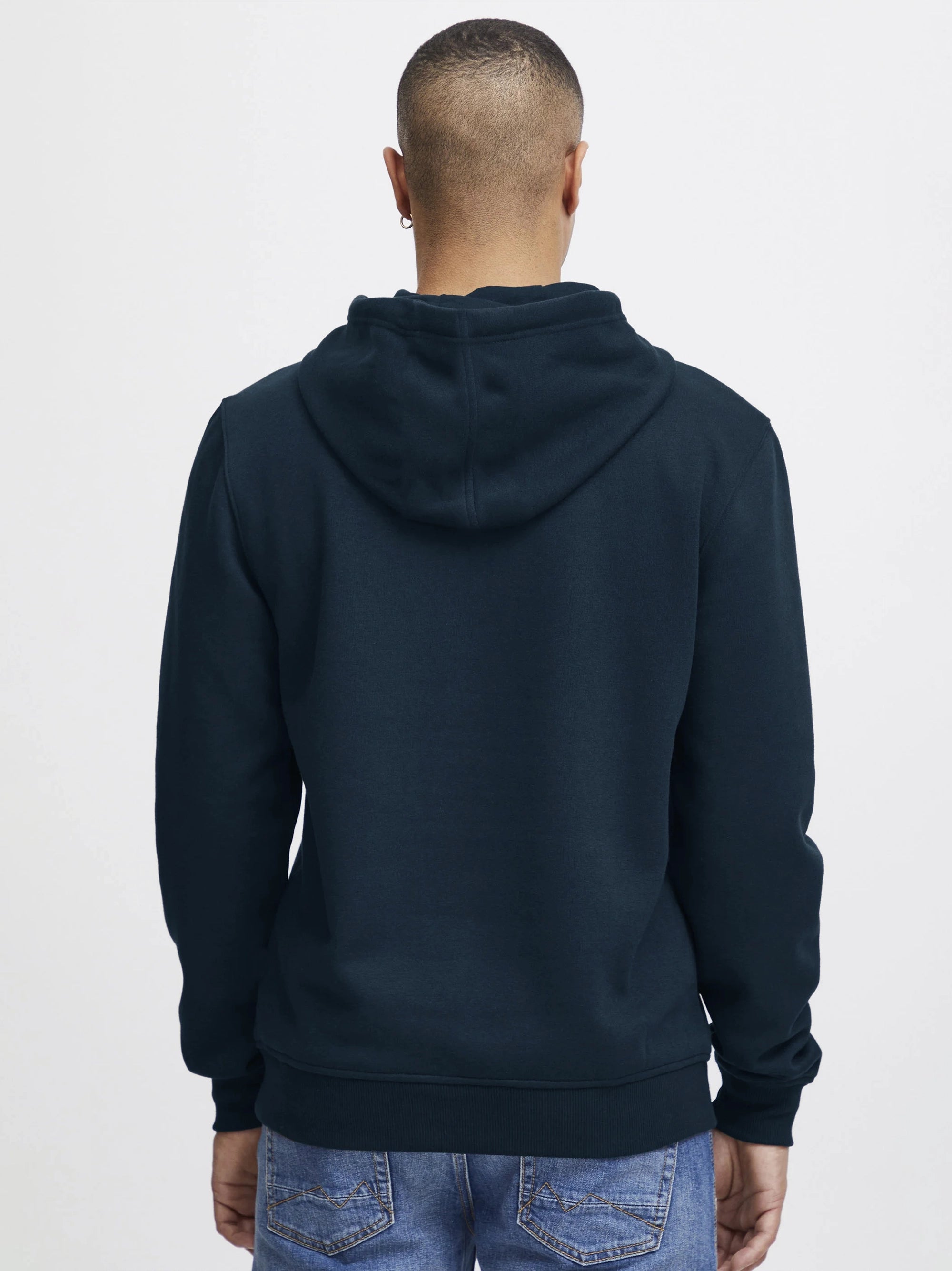 Men Embroidery Logo Navy Blue Hoodie