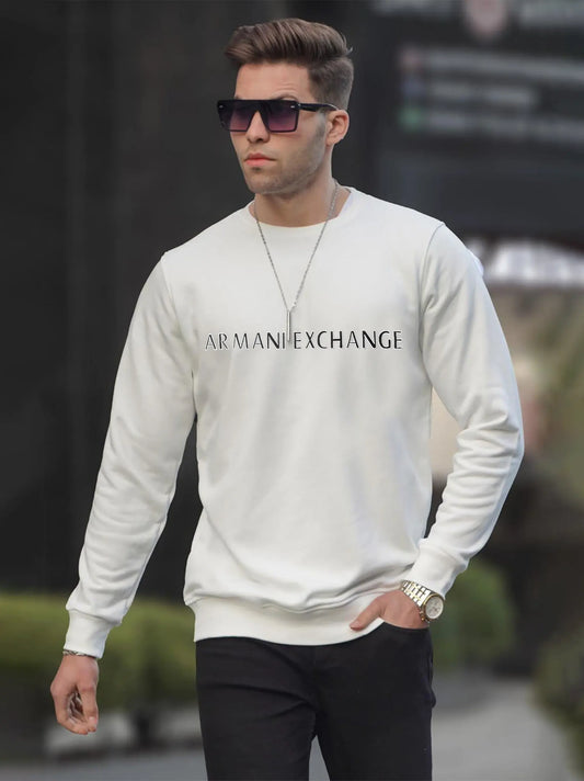 Men Embroidery Logo White Sweatshirt