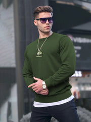 Men Green Embroidery Logo Sweatshirt