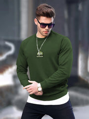 Men Green Embroidery Logo Sweatshirt
