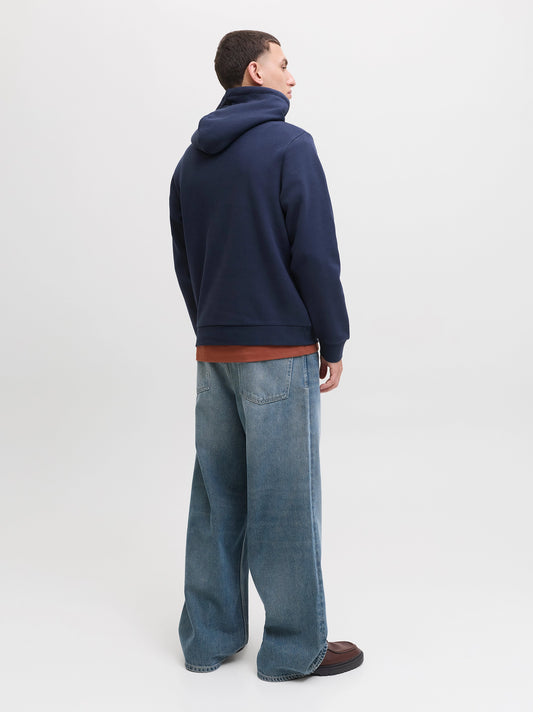 Men Navy Blue Logo Print Hayato Sweatshirt