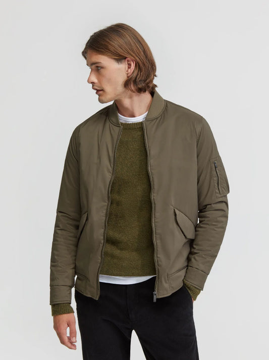 Men Padded Bomber Olive Jacket