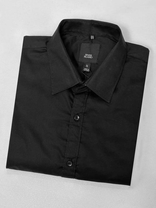 Men Plain Full Sleeves Black Casual Shirt
