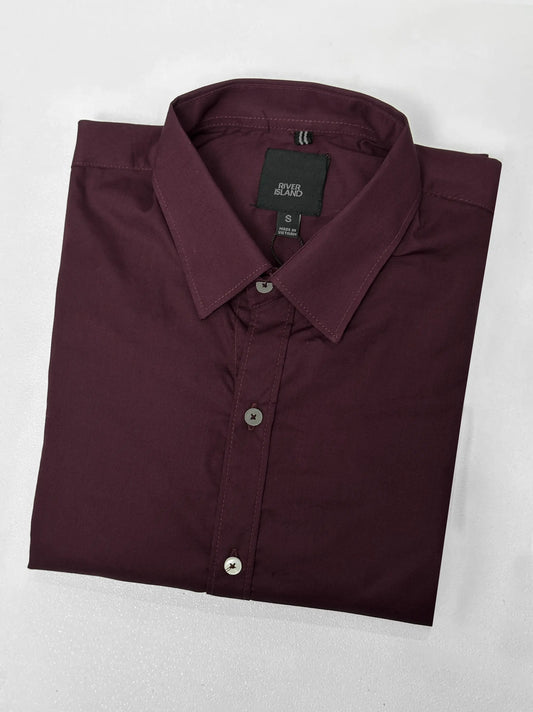 Men Plain Full Sleeves Maroon Casual Shirt