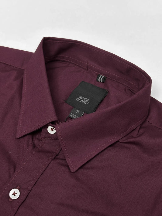 Men Plain Full Sleeves Maroon Casual Shirt