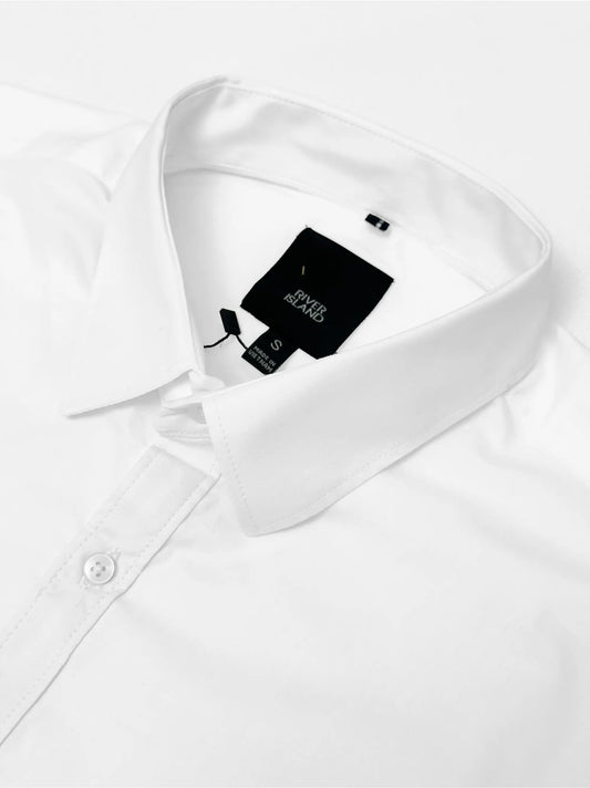 Men Plain Full Sleeves White Casual Shirt