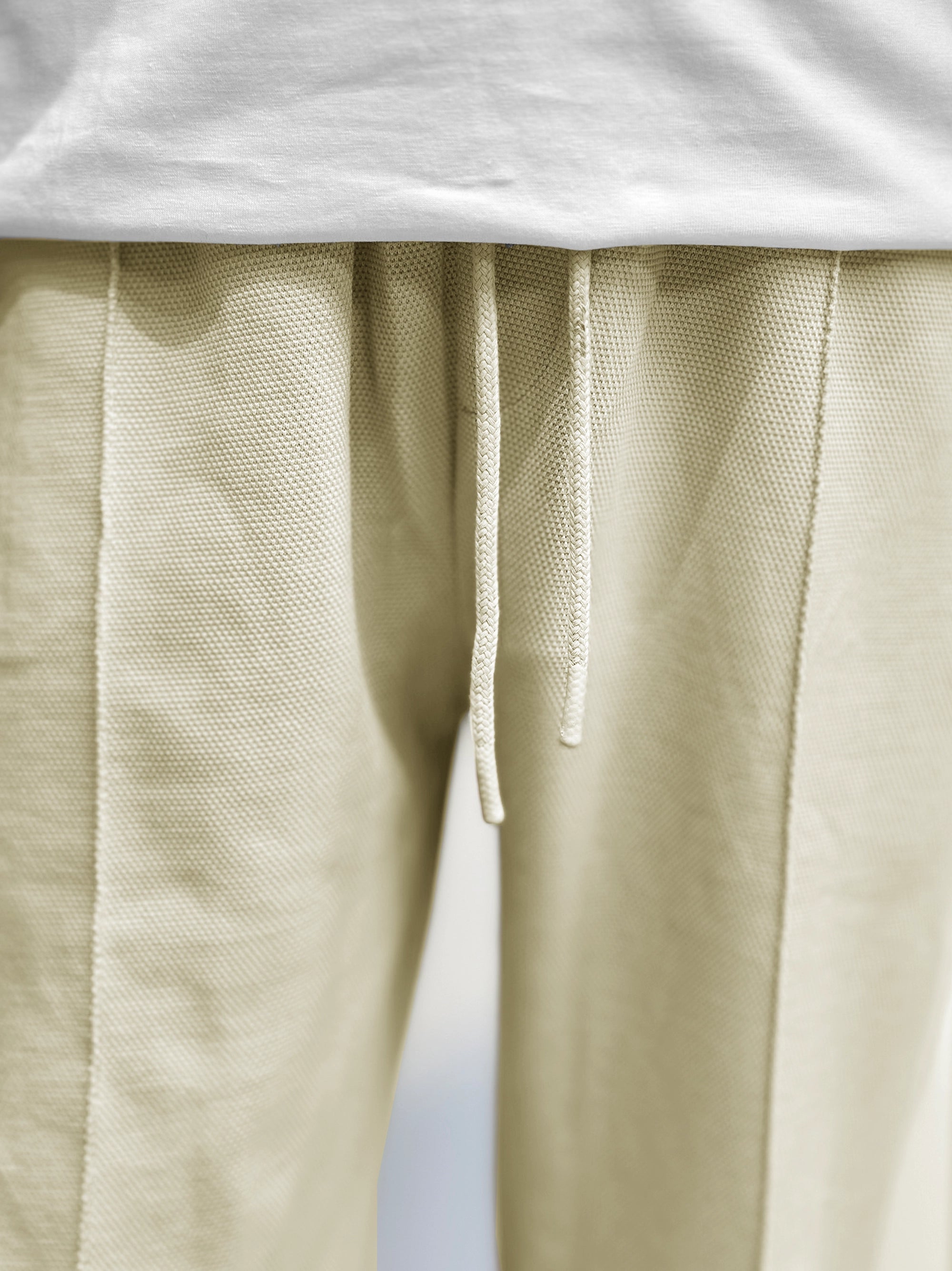 Men Plain Stripe Line Trouser In Beige