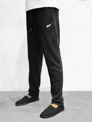Men Plain Stripe Line Trouser In Black