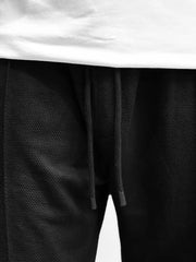 Men Plain Stripe Line Trouser In Black