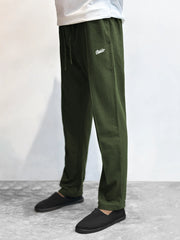 Men Plain Stripe Line Trouser In Green
