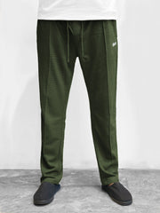 Men Plain Stripe Line Trouser In Green
