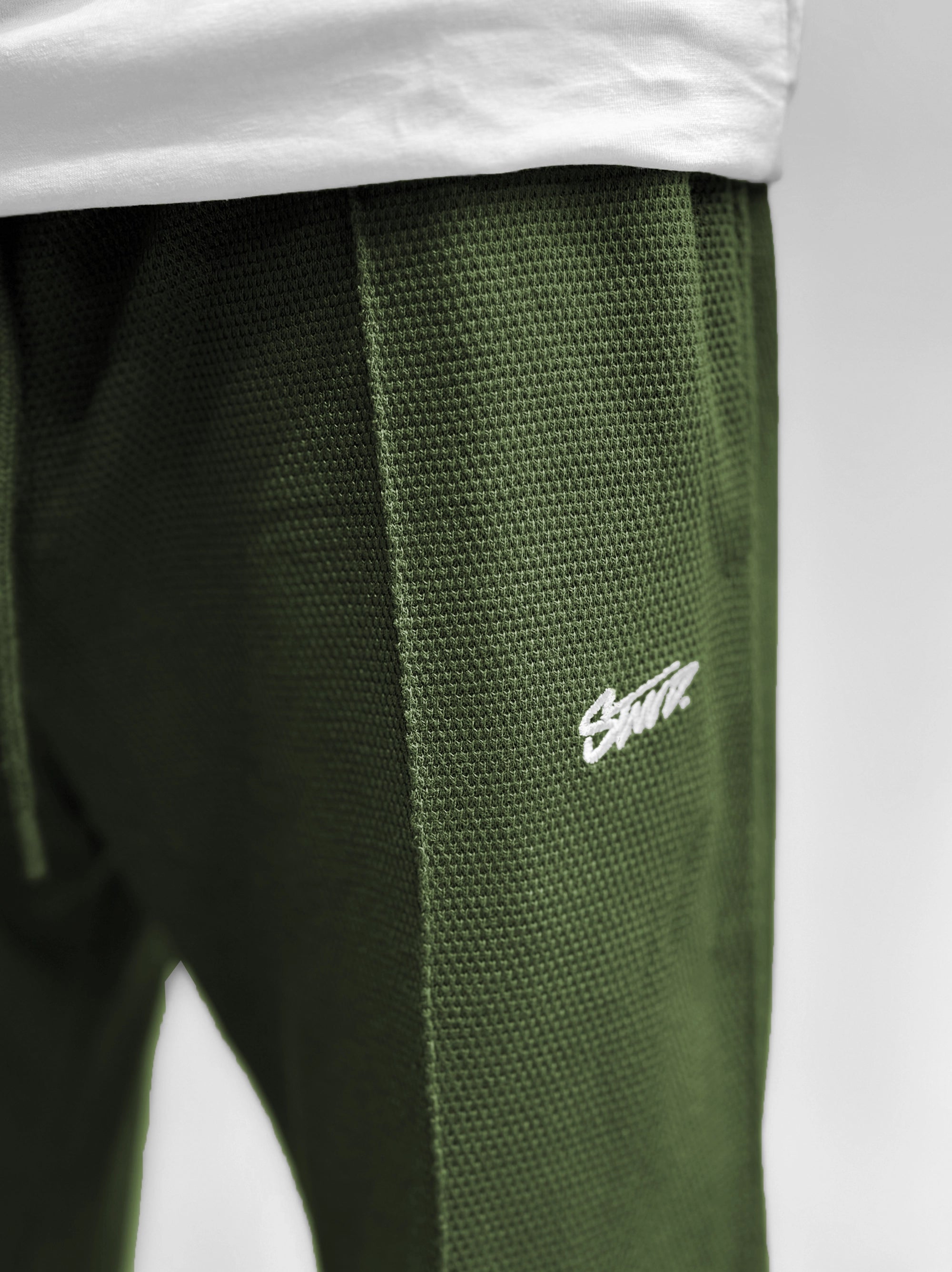 Men Plain Stripe Line Trouser In Green