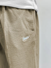 Men Plain Stripe Line Trouser In Khaki