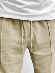 Men Plain Stripe Line Trouser In Skin