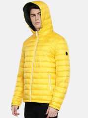 Men Quilted Reversible Zip-Front Jacket with Hood