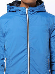 Men Quilted Reversible Zip-Front Jacket with Hood