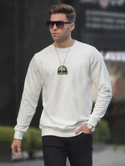 Men White Embroidery Logo Sweatshirt