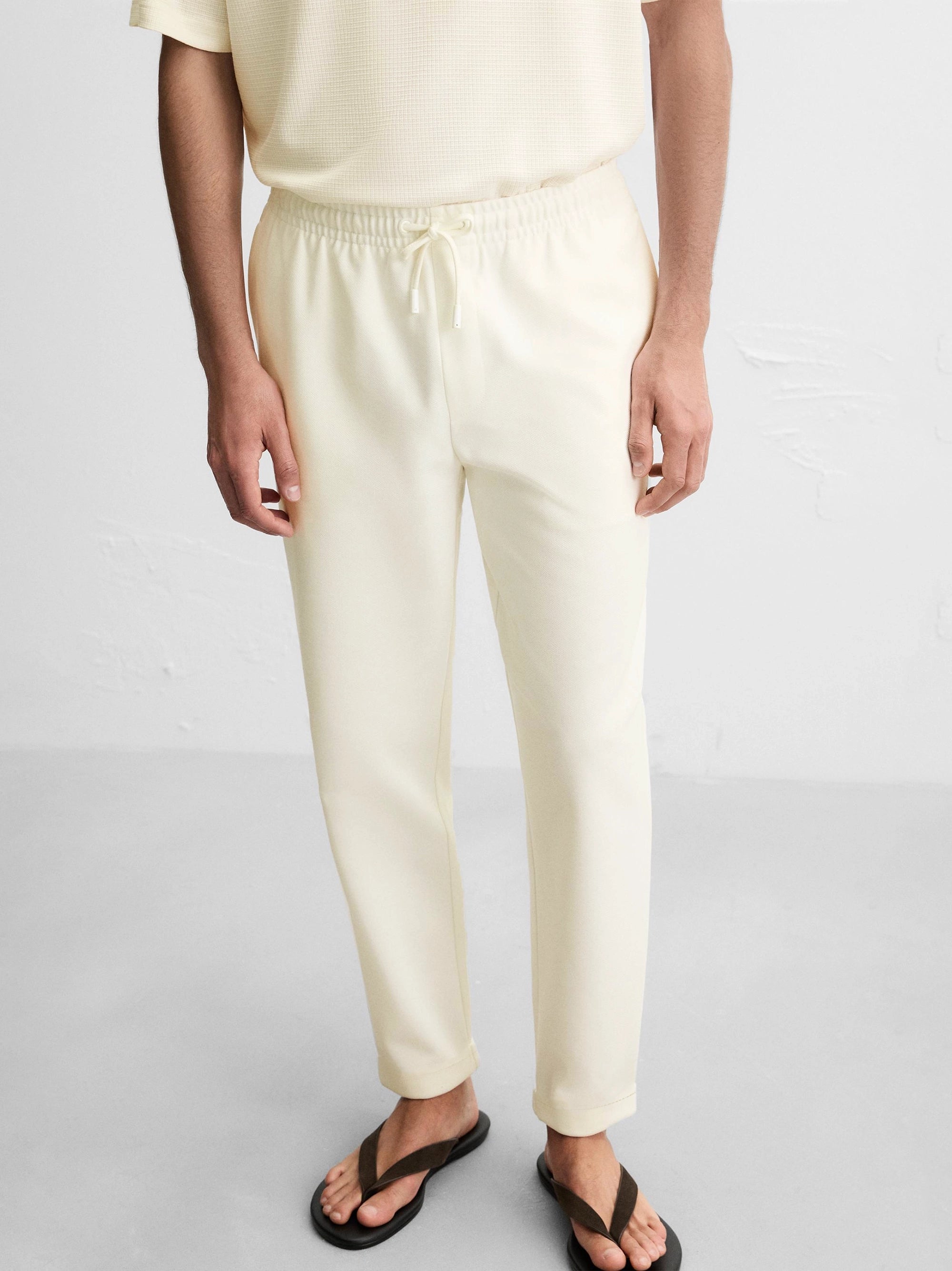 Men's Beige Easy Care Jogger Trouser
