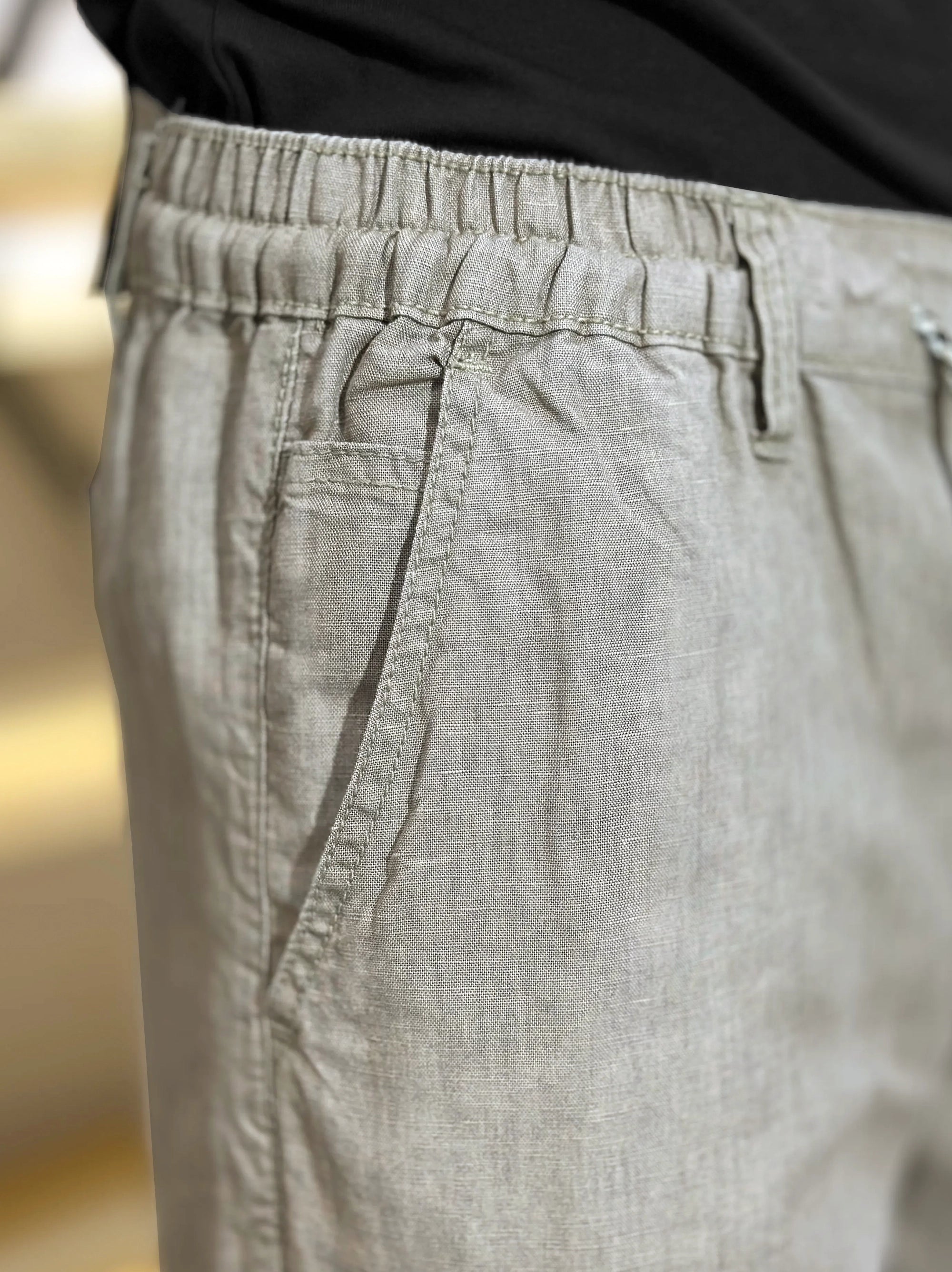 Men's Cotton Linen Stretch Light Brown Trouser