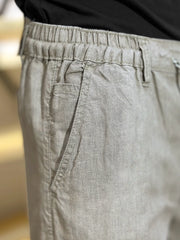 Men's Cotton Linen Stretch Light Brown Trouser
