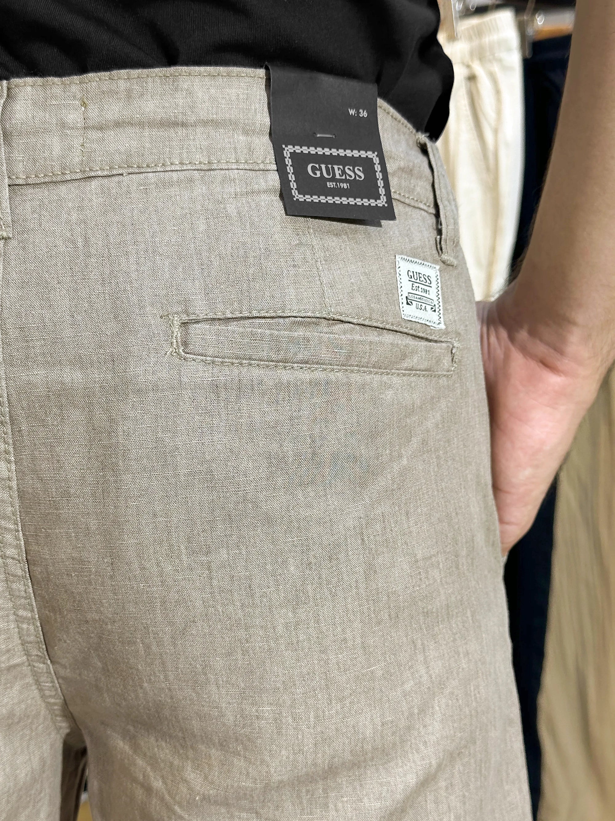 Men's Cotton Linen Stretch Light Brown Trouser